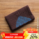 容山堂和幸棉麻茶布茶巾吸水加厚养壶巾干泡茶席桌旗茶具配件布垫茶水巾 四层祥云棉麻茶巾-乌木檀