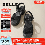 百丽（Belle）满钻条带繁星休闲凉鞋女商场款厚底凉鞋A9S2DBL4 黑色 39 (245mm)