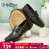 金利来（Goldlion）男鞋豆豆鞋春季皮鞋男时尚男士皮鞋商务休闲鞋柔软乐福鞋男 黑色（偏大一码） 37