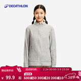 迪卡侬（DECATHLON）保暖户外抓绒衣外套男女运动宽松秋摇粒绒外套冲锋衣内胆 女款-全拉链-浅灰色 S