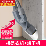 潜水艇（Submarine）45度墙排下水三通阳台洗衣机烘干机扫地机排水管下水管防臭密封塞 【7】接洗衣机+烘干机
