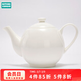 NITORI宜得利家居 现代简约碗碟盘子圆盘汤勺纯白骨瓷系列餐具套装 700ml茶壶 纯白骨瓷