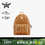 MCM STARK小号情侣款铆钉背包双肩包干邑色
