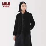 MUJI 女式 抓绒 开衫 外套 外衣 长袖 25年冬季 女装 BB2T4C5A 黑色 XL （165/92A）