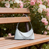 CHARLES&KEITH柔软拉链式褶皱单肩包腋下包包女包女士生日礼物CK2-40782472 Sea Salt Blue海盐蓝色 S