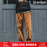 马登工装美式复古垂感灯芯绒长裤子男秋冬新款直筒修身显瘦男士休闲裤 琥珀色 【男裤冬季厚款/男士裤子/美式工装裤/长裤】 M