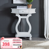 格澜帝尔（growdear）美式玄关桌靠墙桌欧式门厅玄关台玄关柜客厅隔断柜走廊半圆桌 白色（600*300*770） 组装