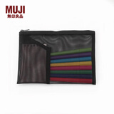 MUJI 锦纶网眼包/附口袋 收纳袋 笔袋 收纳袋文具 B6/黑色