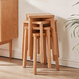 家逸 实木凳子家用餐桌凳客厅餐椅创意可叠方凳原木色板凳卧室梳妆凳