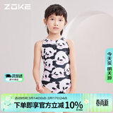 洲克（ZOKE）儿童连体三角卡通印花训练女童游泳衣122625826 黑白粉小熊花140