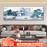 瑞尚（RUISHANG） 新中式客厅装饰画大气山水画横版沙发背景墙画挂画轻奢晶瓷壁画 流水生财 180*60/晶瓷面/适合2.5m沙发