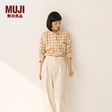 MUJI女式 法兰绒 衬衫式夹克女外套外衣 25年冬季女装 上衣 BC2POA5A 暗黄色格纹 L （165/88A）