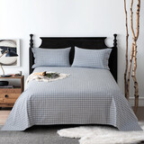 黄河口老粗布床单 A类粗布床单纯棉 手工全棉加厚被单 纯棉床单老粗布床单单件 小格子复古灰 1.8/2.0m床三件套( 1床单+2枕套)