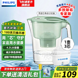 飞利浦（PHILIPS）净水壶 滤水壶 过滤水壶 家用净水器 厨房自来水过滤器 滤水器 过滤器滤芯 便携净水杯 AWP2814 3月装【1壶3芯】AWP2814绿