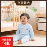 婴儿纯棉开衫长袖家居服婴儿内衣套装长袖儿童打底套装宝宝春装 M20406蓝色 80