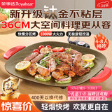 荣事达（Royalstar）电烤盘烤肉锅电烧烤炉家用多功能锅1000W不粘钛涂层韩式烤肉烤盘轻烟少油方形烤肉机RS-JK10A(Ti)