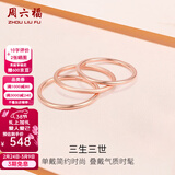周六福（ZLF）三八节女神礼物  18K金戒指女三生三世彩金素圈玫瑰金尾戒生日T 10号 -光面