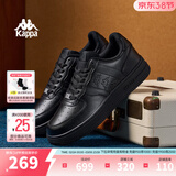 Kappa卡帕男鞋板鞋男春季新款厚底小白鞋子男百搭休闲鞋情侣跑步运动鞋 黑色 36