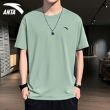 安踏（ANTA）冰丝速干短袖t恤男2026春夏季男士凉爽透气弹力跑步健身运动服饰 -2雾灰绿【冰丝速干】 L /175 适合120-140斤