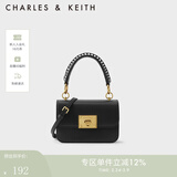 CHARLES&KEITH复古编织拎手提包斜挎包单肩包包女包生日女神节礼物CK2-50781528 Black黑色 S