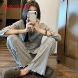 古今（GUJIN）纯欲春秋夏季新款长袖睡衣女碎花家居服睡裤可外穿御姐风套装L