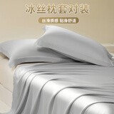 艾薇 冰丝枕套夏季枕头套凉席枕套一对装 冰丝灰 48*74cm