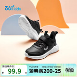 361°童鞋 儿童运动鞋25冬季男女童3-14岁皮革校园跑鞋 黑31