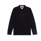 Tommy Hilfiger 汤米·希尔费格男装 男士商务休闲长袖T恤翻领Polo 上衣 黑色-小标 （广州保税仓发货） L (建议145-160斤)