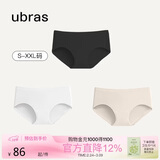 ubras女士内裤女抗菌底裆中腰三角裤黑色+白色+瓷肌色S