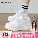 达芙妮官方小白鞋女2026年春秋爆款女鞋透气百搭运动休闲女鞋厚底板鞋女 白色【四季款 跟高5.5cm】 36