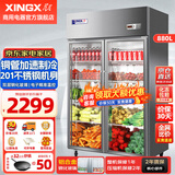 星星（XINGX）展示柜冷藏保鲜柜蔬菜水果双开门立式冰柜 冰箱商用大容量麻辣烫饭店食堂厨房点菜饮料串串啤酒 双门铜管 880升 BC-980Y