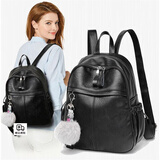 憧憬主义新款双肩包女士背包女七夕大容量休闲学生书包时尚软皮百搭旅行包 黑色（收藏加购，送 真皮保养油、梳子、香包）