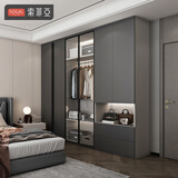 索菲亚全屋定制整体衣柜 主卧室多功能收纳衣柜铝镁合金掩门衣柜 定制金