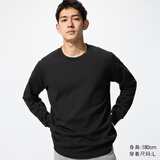 优衣库柔软圆领T恤/长袖男装女装休闲上衣479783 486106 479783/09黑色 XS
