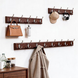 家逸 衣帽架壁挂 墙壁置物架 墙壁挂衣架 墙上实木挂钩 6钩胡桃色