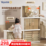 也雅（Yeya）免安装收纳柜 可折叠儿童玩具收纳箱飘窗阳台双开门储物柜衣柜 【60面宽/270L容量】欧灰透3只装