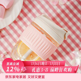 乐扣乐扣（LOCK&LOCK）咖啡杯耐热玻璃水杯子男女学生便携式双饮吸管杯随手杯350ML粉色