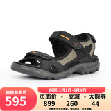 爱步（ECCO）凉鞋男磨砂拼接鞋面魔术贴平底沙滩鞋 越野069564 黑色 44