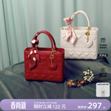 纽芝兰（NUCELLE）戴妃包红色手提新年结婚包大容量单肩斜挎包新年38节生日礼物女