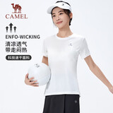 骆驼（CAMEL）短袖t恤衫女士夏季新款宽松圆领户外运动服跑步训练超薄速干上衣