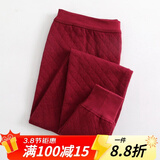 AB内衣保暖裤 女士三层夹棉纯棉中厚秋裤打底线裤秋冬棉毛裤T866 枣红T866 3XL