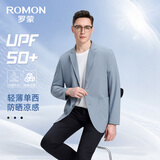 罗蒙（ROMON）冰丝防晒西服男华夫格夏青年高档单西凉感外套京东自营冰川蓝M