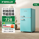 德姆勒（DEMULLER）复古冰箱冷藏冷冻家用租房办公室高颜值节能低音电冰箱118L 118升-蒂夫尼蓝