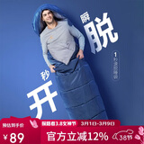 探路者（TOREAD）棉睡袋 秋冬户外情侣通用柔软舒适旅行睡袋 TECCBK90880-K451 铁蓝灰右