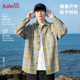 班尼路（Baleno）简约长袖衬衫男款2026新款春秋时尚潮牌复古格子衬衣青少年外套男