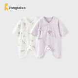 童泰（TONGTAI）婴儿连体衣夏季纯棉新生儿爬服初生宝宝蝴蝶哈衣提花紫色59cm