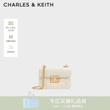 CHARLES&KEITH拼接菱格链条单肩斜挎小方包包女包生日女神节礼物CK2-80701360 CK2-80701360Cream奶白色 S