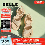 百丽（Belle）满钻条带繁星休闲凉鞋女商场款厚底凉鞋A9S2DBL4 杏色 37 (235mm)