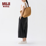 MUJI纸编 托特包 手提包 包包 女包 通勤 编织包 大容量 度假沙滩包 浅棕色 大 底部直径25cm，高25cm