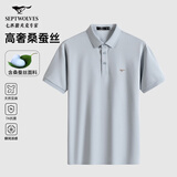 七匹狼【7A抗菌凉感】短袖T恤男夏季桑蚕丝Polo打底男士翻领短T男装上衣 113(浅蓝)-桑蚕丝凉感速干 XL 175/92A